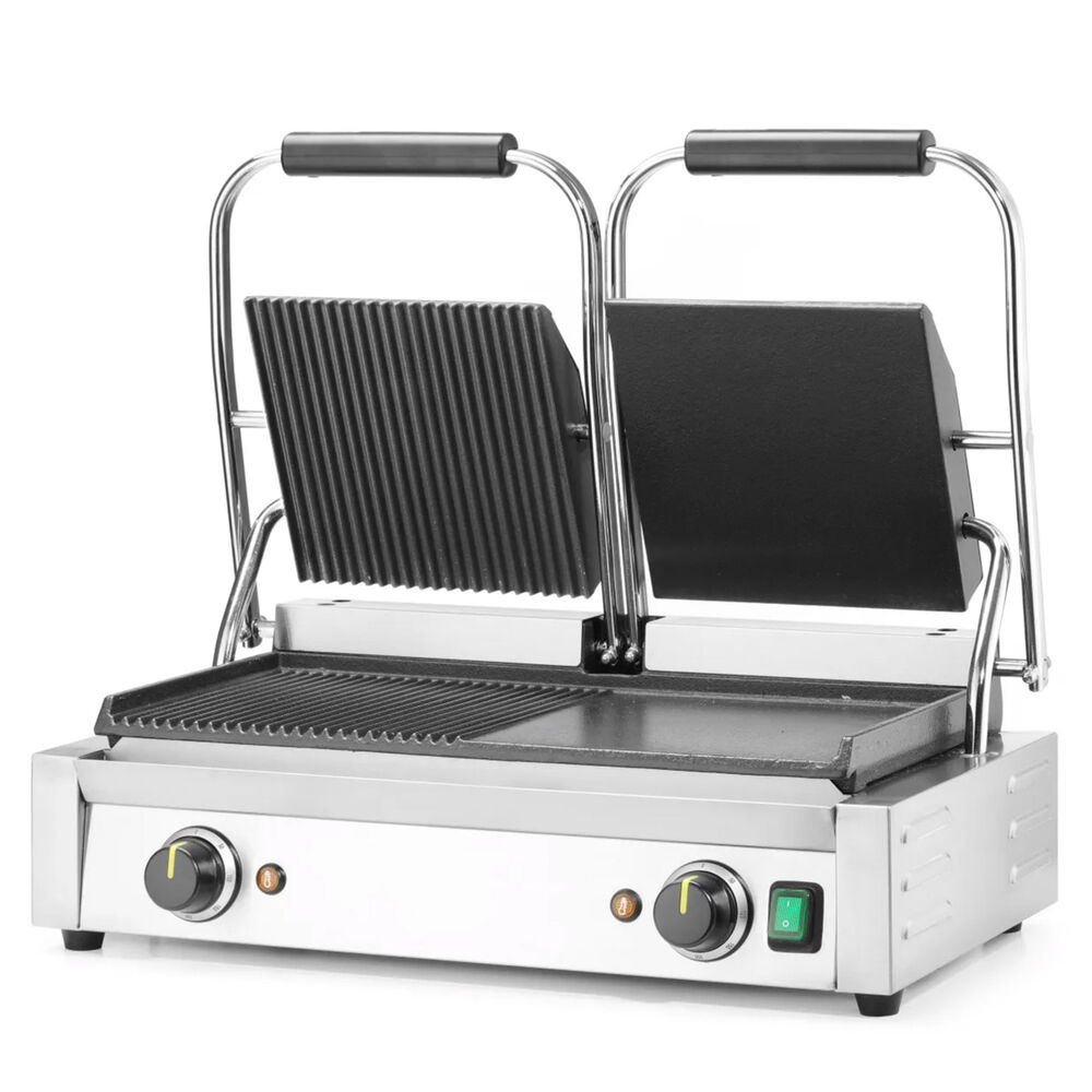 Paninigrill Metos 475×230 mm pool sile/pool rihveldatud, kaheosaline